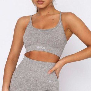 taupe marle seamless ribbed racerback sports bra